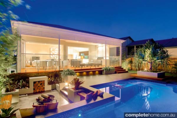A beautiful outdoor entertaining area from Majestic Pools and Landscapes.