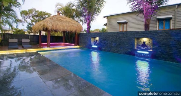 A tropical resort-style pool from Malibu Pools