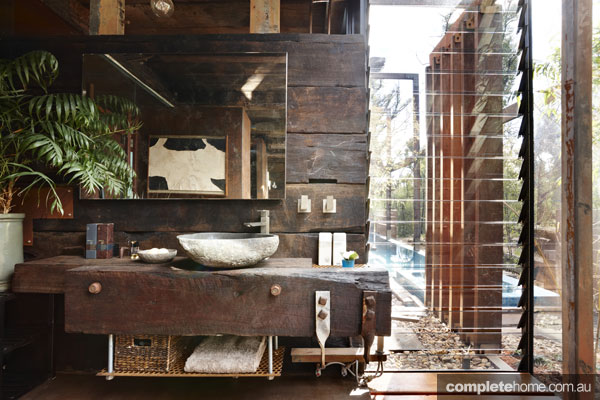 Bathroom in the Bushfire house as featured in Grand Designs Australia.