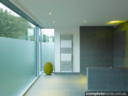 The open plan Brighton bathroom as featured in Grand Designs Australia.