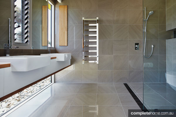 The bathroom of the Barossa house as featured on Grand Designs Australia.