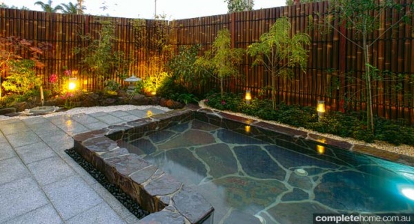 A water feature in an authentic Japanese garden from Kihara Landscapes. 