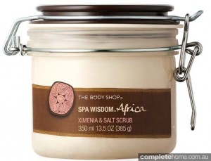 Relaxing  home  spa wisdom ximenia and salt bath scrub