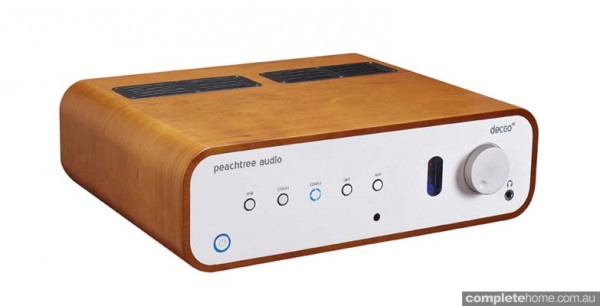 wood finish entertainment room amplifier