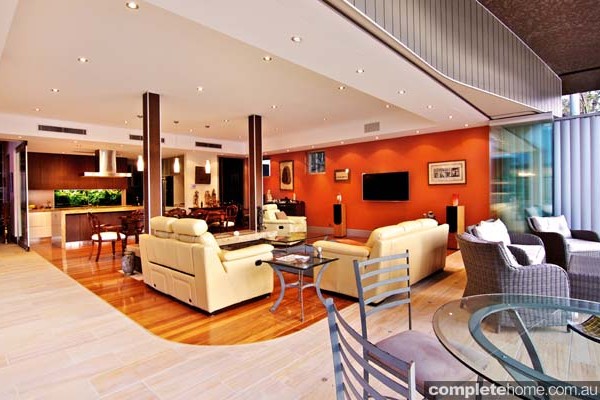 open plan kitchen and lounge