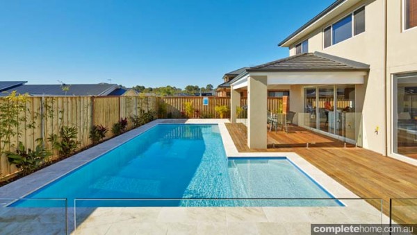 Backyard pool design decking