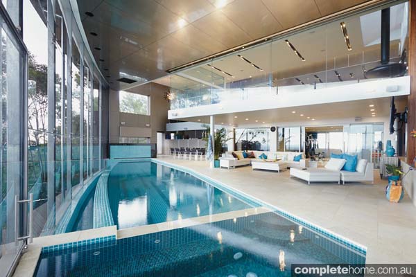 modern open plan entertainment area featured in the TV Show Grand Designs Australia