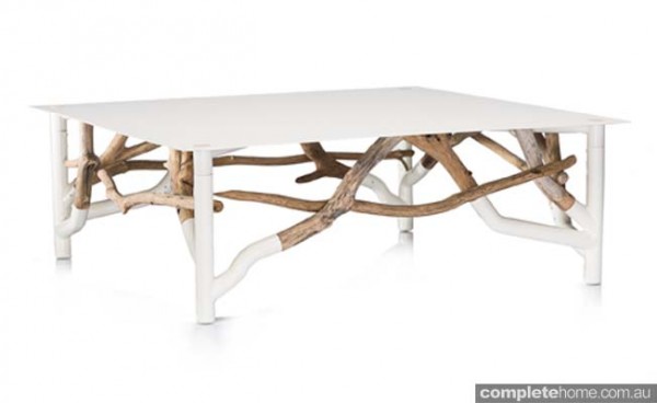 Outdoor table white and timber unusual by Coco Republic