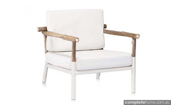 Coco Republic outdoor armchair white and timber