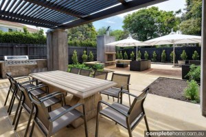 landscaped entertaining area