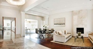 dining area with wooden floorboards