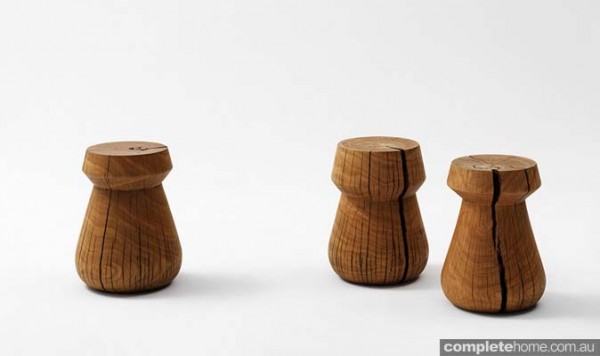 Hand turned profiles made with reclaimed timber