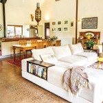 The triple-height open-plan living/dining area is one of the family’s favourite parts of the home
