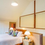 The elevated eastern
bedroom has views over Evans Crown Nature Reserve