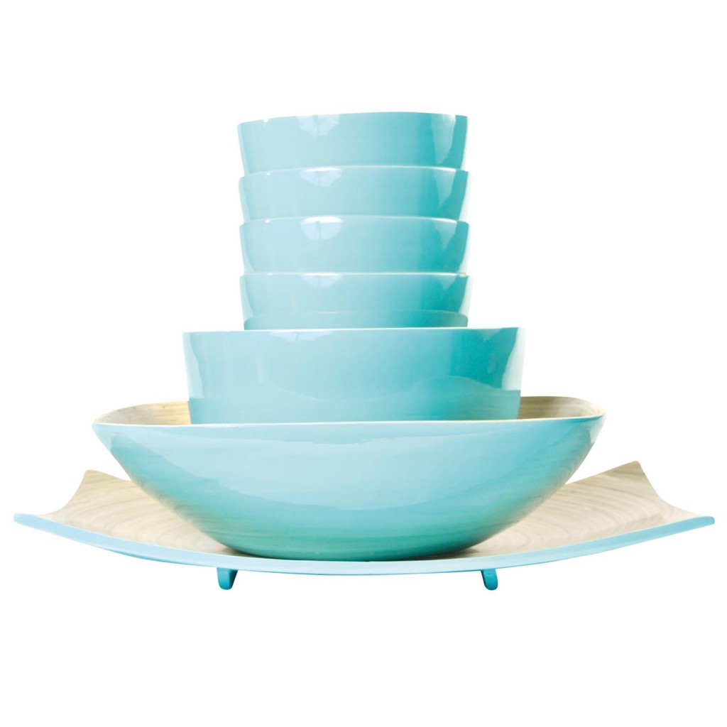 Blue Bamboo Bowls - Set of 7 _de