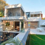 The rear of the home was designed to sit into its leafy surrounds