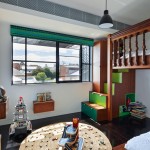 Leftover stair balustrades were used
in a loftbed with integrated storage