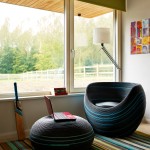 Lucas’ bedroom at one end of the building is spacious enough to have its own seating area