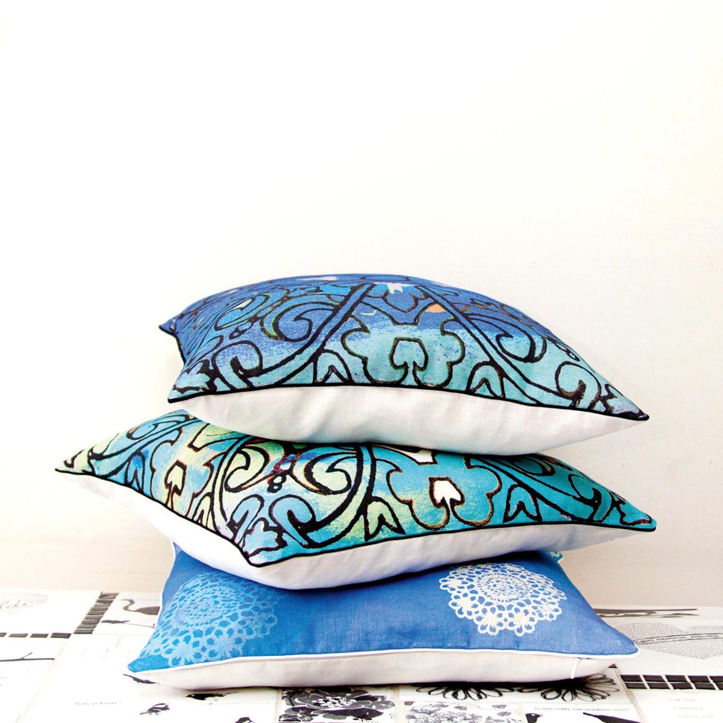 Blue cushions in their new Sisterhood Collection Cushion Range