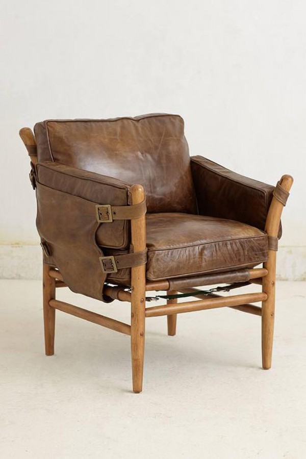 Rustic leather and timber chair, decorpad.com