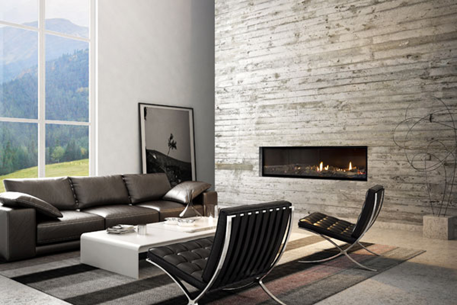 Glass-fronted fireplace