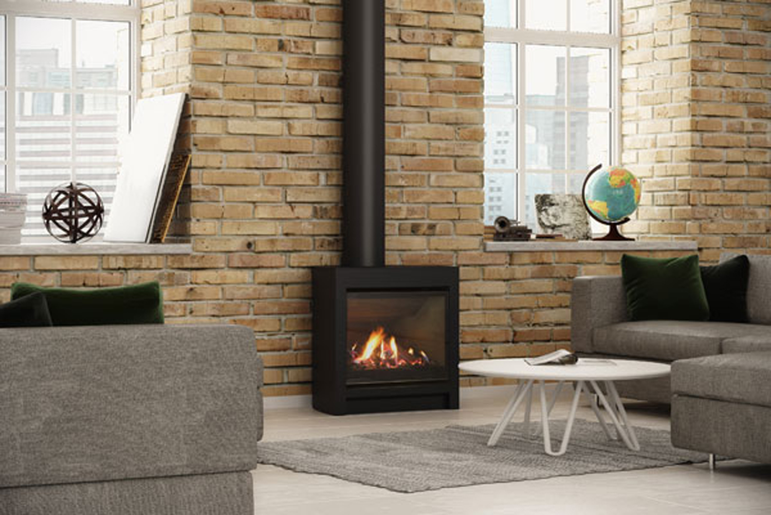 Fresh and sophisticated: freestanding gas fireplace - Completehome1500 x 1001