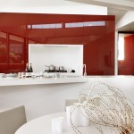 A red splashback is a bold statement that brings heat to the kitchen