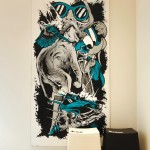 Bright artworks play a significant role in the design of the penthouse