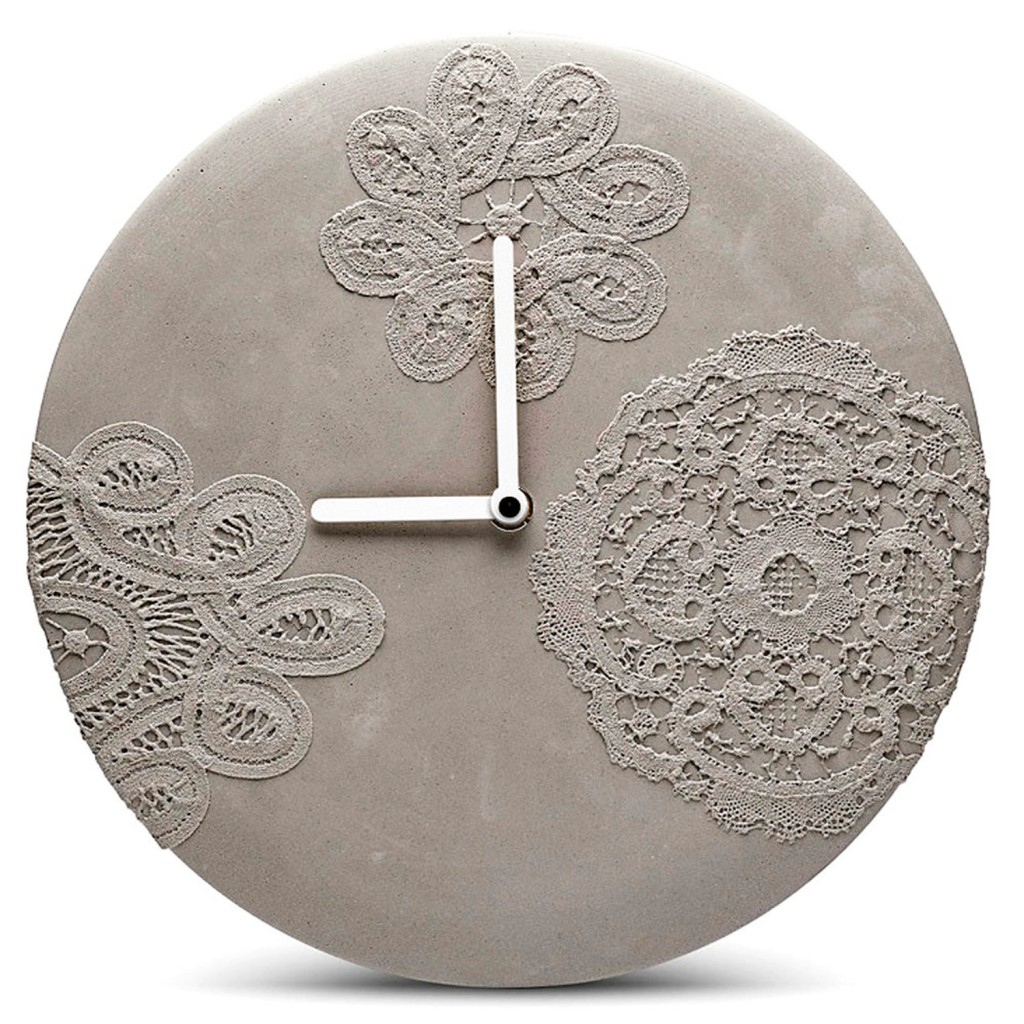 ensch Made concrete wall clock in lace design, $184.90, thedesigngiftshop.com 