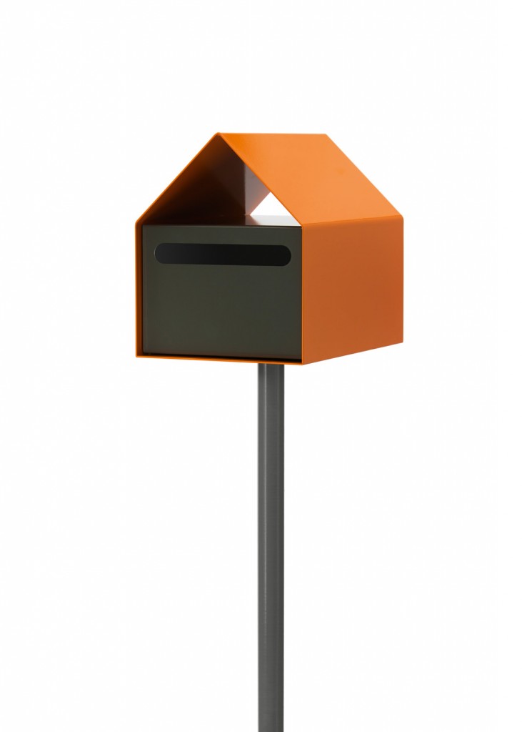 Sleek and modern, the Arko letterbox in orange and grey from Ute Design www.utedesign.com.au