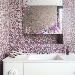 A colourful finish on the bathroom mirror packs a punch