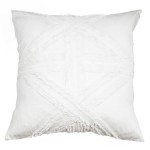 Fringed white lounge cushion, bandhini.com.au