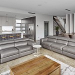 A generous lounge area is just steps away from the kitchen