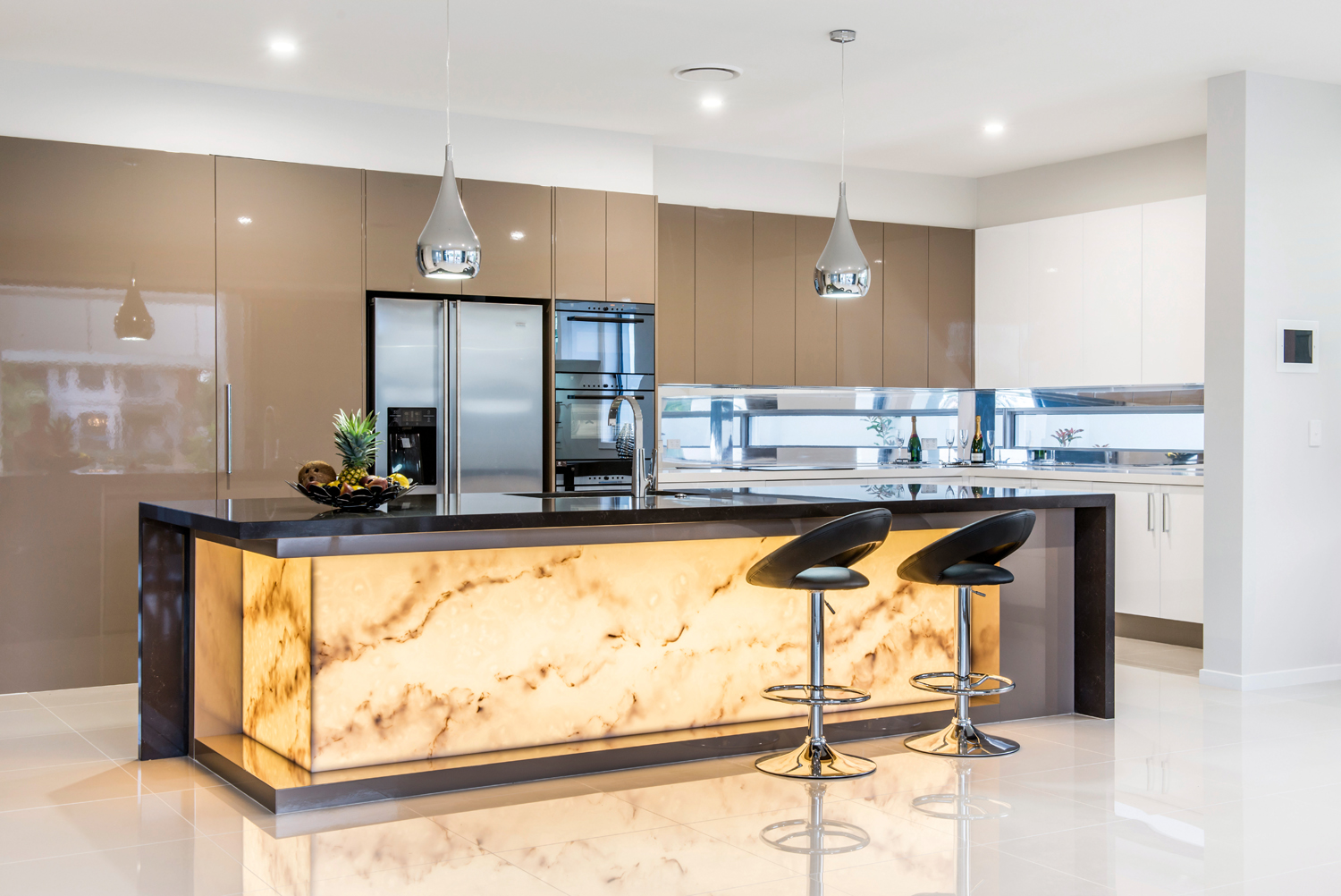 Backlit kitchen store island